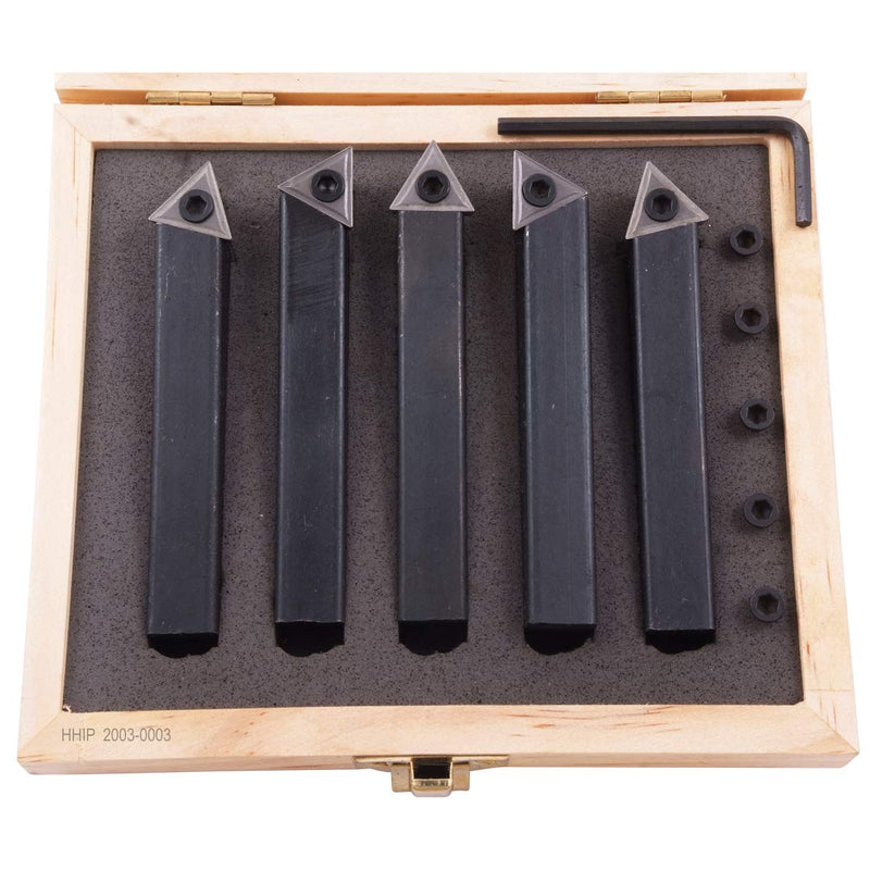 HHIP 2003-0003 1/2 Inch 5 Piece Indexable Carbide Turning Tool Set 1 /2" Shank 5 Piece, Set No - ST 8