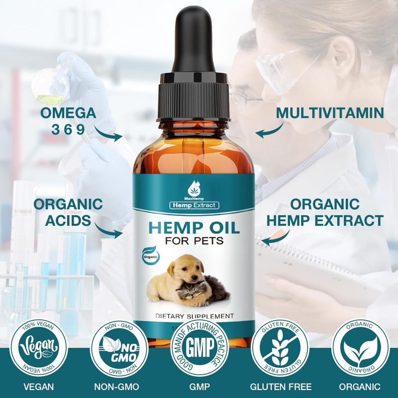 1 Packs Pet Неmр Oil for Dogs and Cats- Anxiеty, Stress Pain Holistic Inflammation Relief - for Joint Hip Аrthritis, Calming Oil Drop, Organic Pets Treats 1-Pack