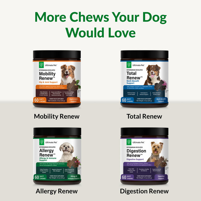 Ultimate Pet Nutrition Allergy Renew Vet-Developed Soft Chew Allergy & Immune Support for Dogs, Helps with Itching, Skin & Coat Health, 60 Count