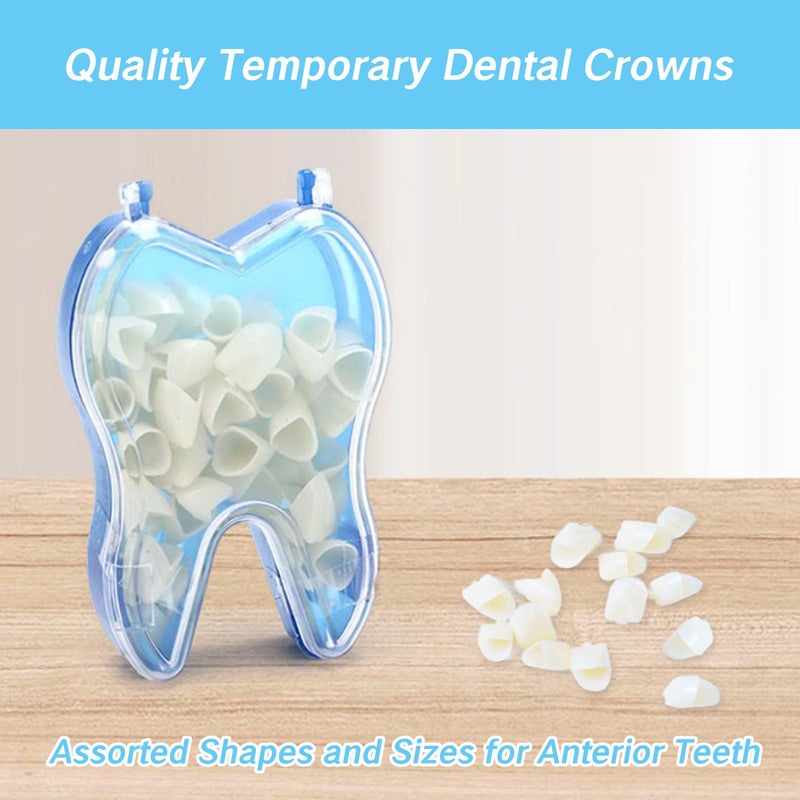 50 Pcs Tooth Caps for Broken Tooth Mixed Sizes Dental Temporary Crown Kit Front Cap Covers for Adults Dental Crowns Temporary Teeth Implants Dentales Temporales Covers