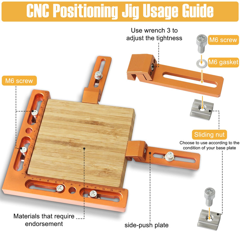 CNC Positioning Side Clamps Kit, Aluminum Alloy Vise, Adjustable Clamp for 3018 4040 CNC Router, T-Slot, Perforated & T-Track Table, Milling, Engraving, Woodworking, Metalworking, Acrylic & DIY