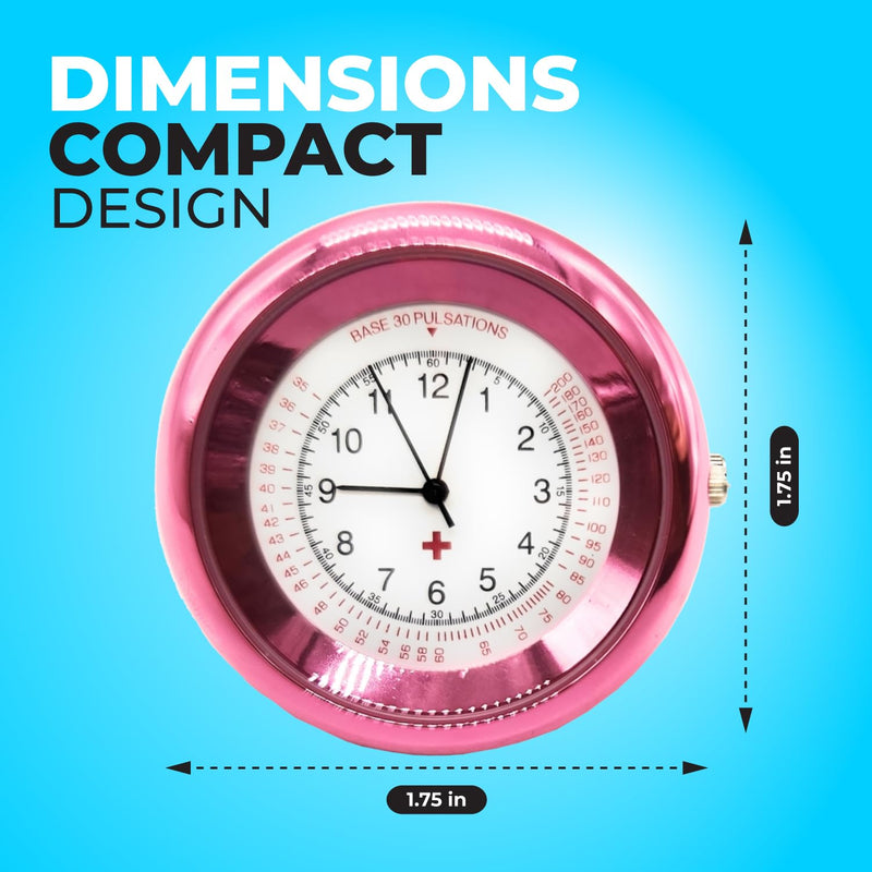 Nurse Stethoscope Watch - Lightweight Metal Frame- Attaches Directly to Stethoscope for All Medical Professionals - Pink