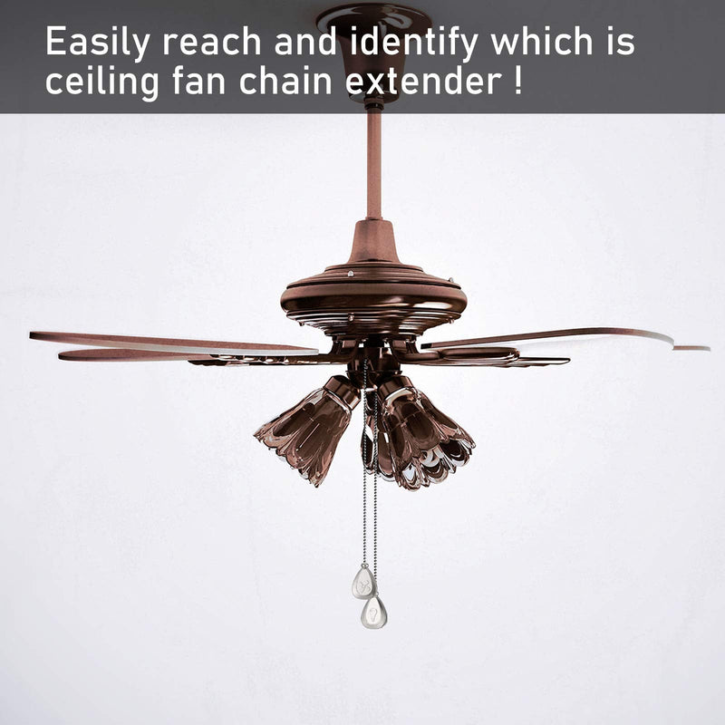 4 Pieces Ceiling Fan Pull Chain Extender Ornament 12 Inch Ceiling Pull Chain Extension Classic Drop Shaped Pendant Beaded Ball Cord for Fan Light lamp Decorative with Connector(Silver) Silver