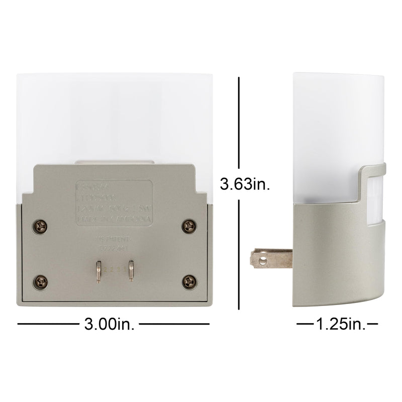 GE LED Motion Sensor Night Light, Plug into wall, 40 Lumens, Soft White, UL-Certified, Energy Efficient, Ideal Nightlight for Bedroom, Bathroom, Kitchen, Hallway, 46633, Silver, 2 Pack Silver 40 Lumens