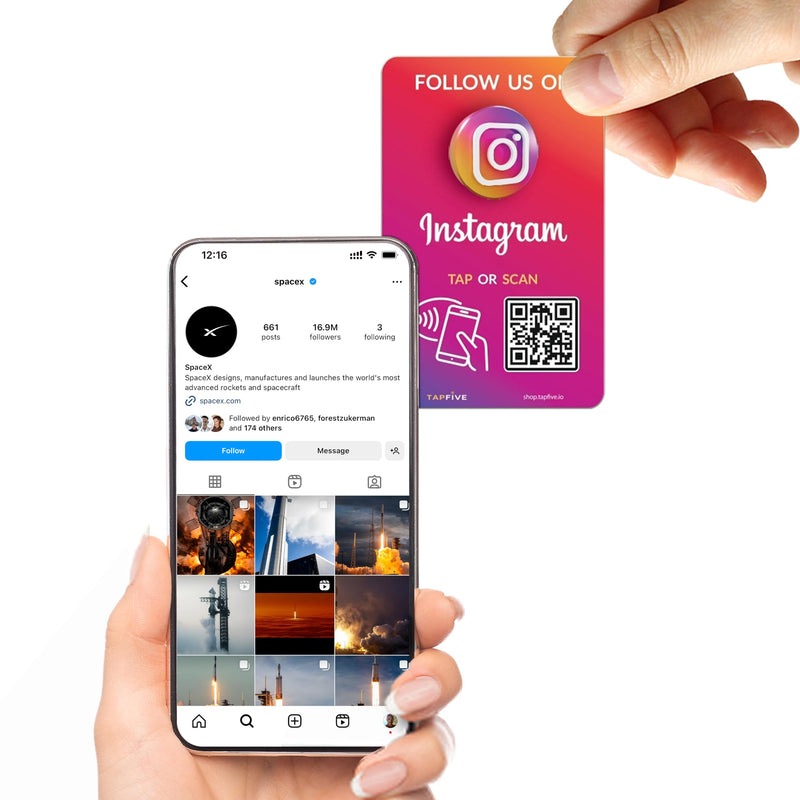 TapFive Google Review Tap Cards + Follow Us on Instagram Facebook TikTok - Tap for Instant Reviews & Followers - All Phones Compatible - Reusable NFC & QR (5-Pack Social Pack) 5-Pack Social Cards