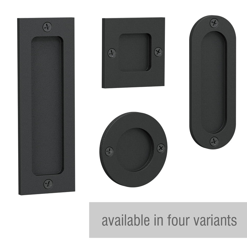 6" Finger Flush Pulls for Closet Pocket - Sliding Barn Door Handle Set - Pull Recessed Handle Rectangular Plate - Farmhouse Rustic Style - Matte Black - 2 Pack 6" Rectangular