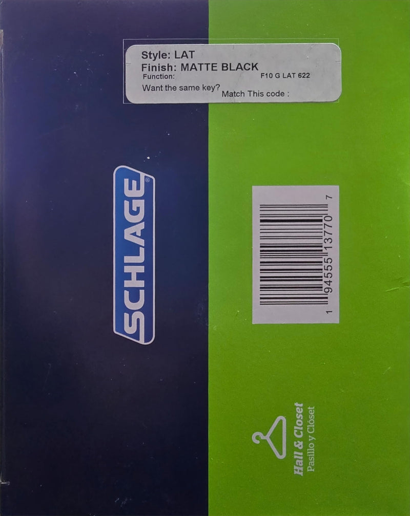 SCHLAGE Latitude Lever, Matte Black