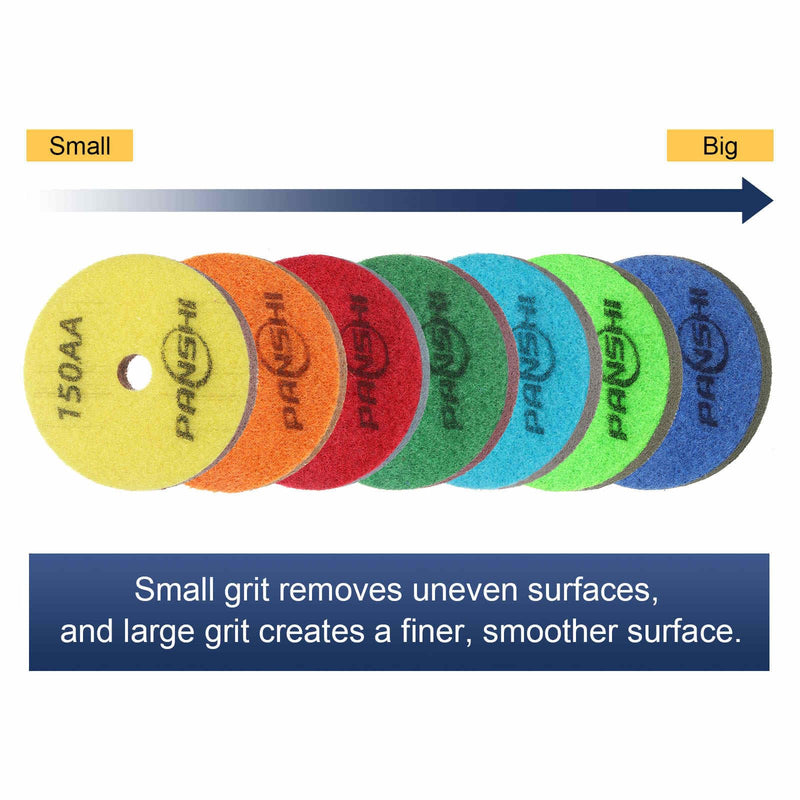 HARFINGTON Diamond Sponge Polishing Pads Set 4" Dia Emery Sand Fiber Polishing Pad Wet Use Buffing Pad for Stone Concrete Marble Grinder Polisher Buffing Wheel, Multicolor