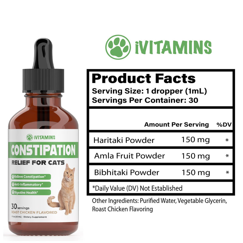 Cat Constipation Relief - Cat Laxative - Cat Laxative Constipation Relief - Constipation Relief for Cats -Constipation Relief for Cat - Cat Constipation - 1 fl oz - PawsPlanet Australia