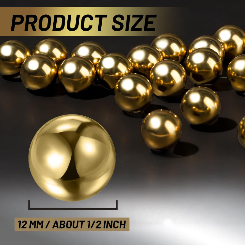 40 pcs 1/2” Precision Solid Brass Bearing Balls, Brass Balls Metal Balls for Bearings, Valves, Machinery, Tumbler, Decorations