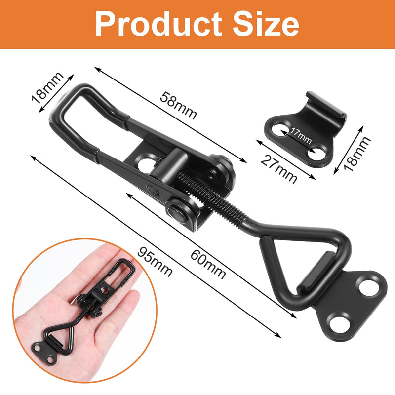 4 Pack Toggle Clamps Latch 100kg 220lbs Holding Capacity Toggle Latch Adjustable 4001 Pull Latch Clamps Stainless Steel Latches for Cabinet Door Tool Boxes Case Trunk Jig