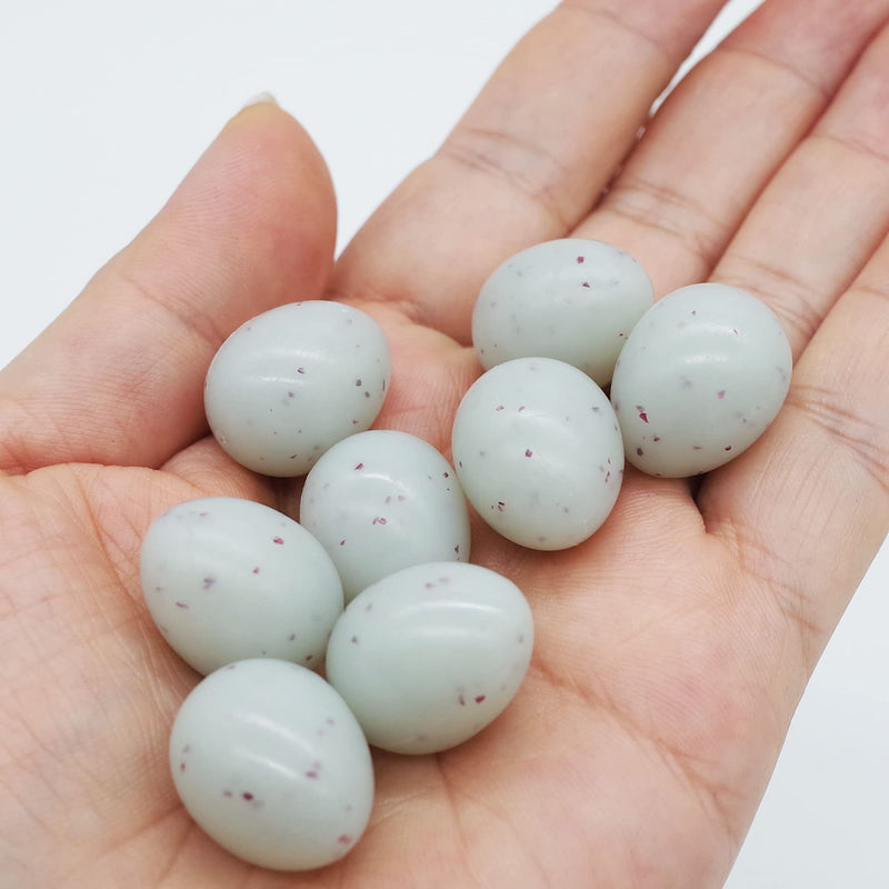 FOIBURELY Canary Fake Eggs Stop Laying, 8 Solid Plastic Fake Eggs. 15mm x 19mm Speckled Blue-Green Plastic, Not Painted - PawsPlanet Australia