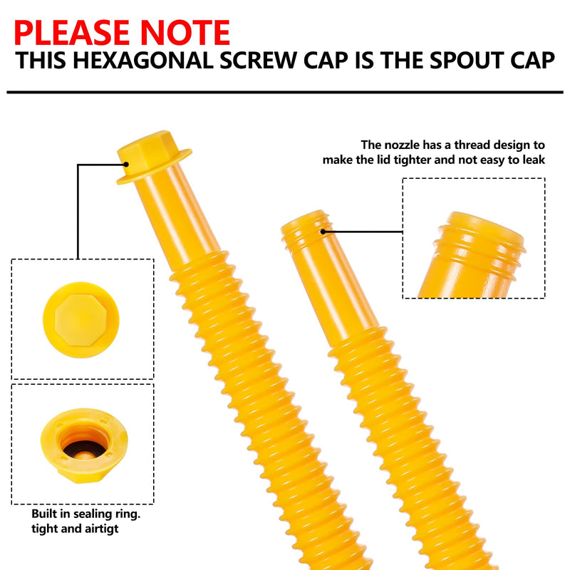 Gas Can Spout Replacement, Replacement Gas Can Spout. Gas Can Nozzle (3 Kit-Yellow) All gaskets are installed and ready to use upon receipt. For 1/2/5/10 gallon gas can. Easy and convenient to use