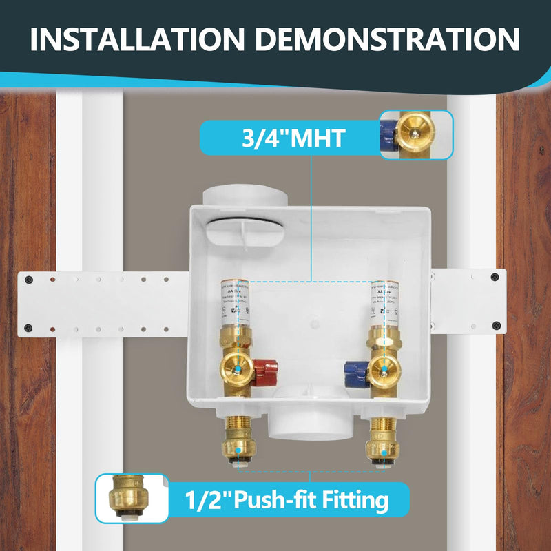 1P Seelink 1/2" Push Inlet x 3/4" MHT Washing Machine Outlet Box(WM015-1) Push Fit Copper Arrestor