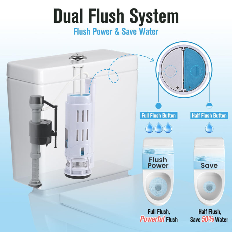 2-Inch Dual Flush Valve & Fill Valve Replacement Kit for 2-Piece Toilets, Complete Toilet Repair Kit Inside Tank with Push Button, Gasket & Bolts, Compatible with Glacier Bay, Toto & American Standard 2 inch
