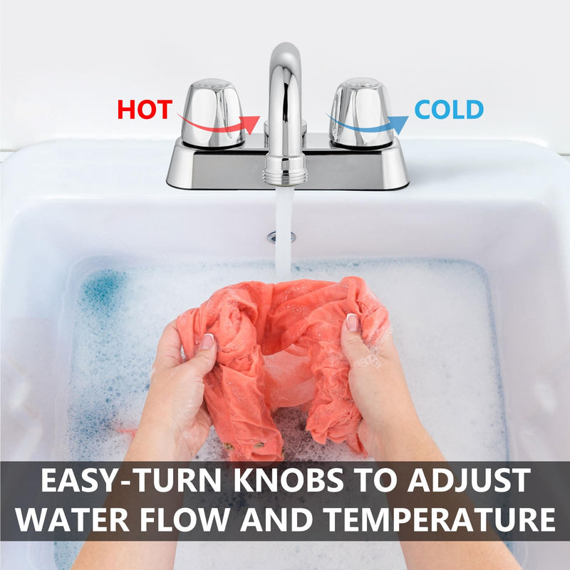 2 Handles Utility Laundry Sink Faucet 4 Inch Centerest Laundry Faucets for Utility Sink Laundry & Utility Room Sink Faucet with Swivel Spout and NPT3/4 Threaded End Polish Chrome