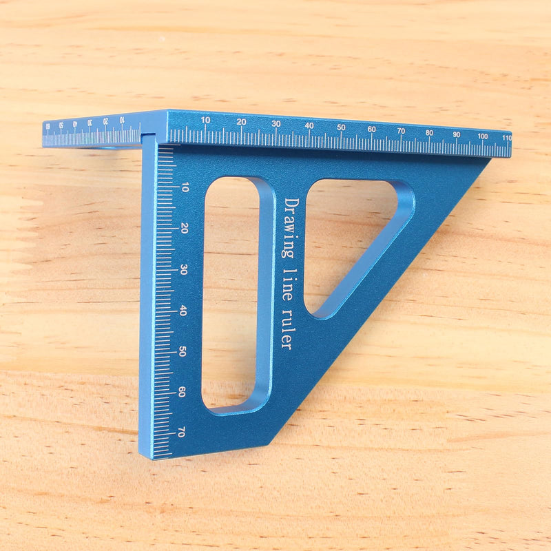 3D Multi-Angle Measuring Ruler,45/90 Degree Aluminum Alloy Woodworking Square Protractor, Miter Triangle Ruler High Precision Layout Measuring Tool for Engineer Carpenter,Blue Blue(Metric)
