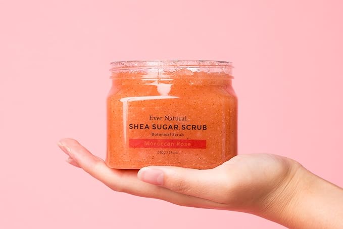 Ever Natural Shea Sugar Body Scrub, Body Smoother, Body Care, Massage, Butt, Elbow, Knee, Blackhead Care, Exfoliating Care, Natural Ingredients (Moroccan Rose) - NewNest Australia