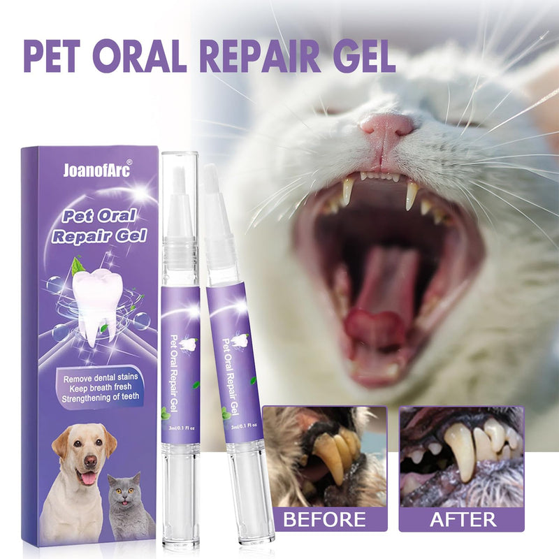 Pet Oral Repair Gel, Dog Oral Repair Gel, 2Pcs Pet Breath Freshener for Cats and Dogs, Removes Tartar, Keeps Breath Fresh, Strengthens Teeth, No Brushing Oral-Care Cleaner, 3ML