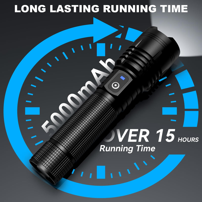 3Pack Flashlights High Lumens Rechargeable, 99000 Lumens Super Bright Led Flashlight with 5 Modes & Waterproof, Powerful Handheld Flashlights for Home Camping Emergencies