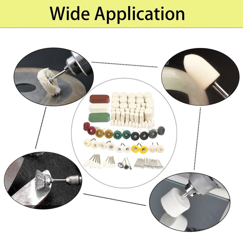 246PCS Polishing Buffing Wheel Polishing Kit for Dremel, Felt Wool Pad Set with Polish Compound, Wheel Grinding Head Point & Mandrel Kit Accessories Tools with 1/8" Shank for Jewelry Metal Polishing Style 3