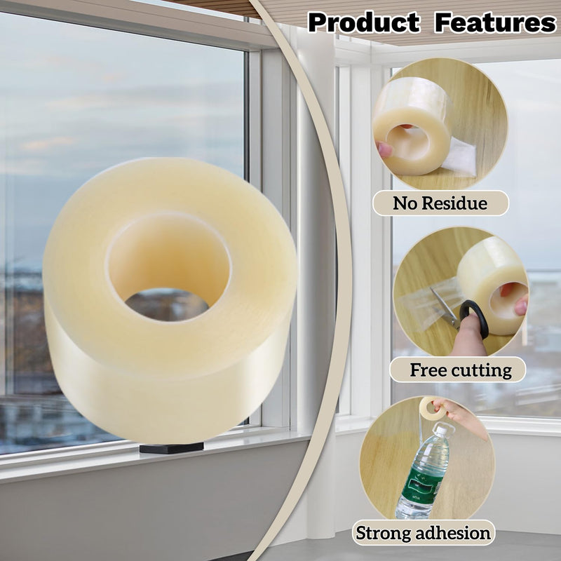 Transparent Window Seal Weather Sealing Tape 2 Inch x 35 Yards Weather Stripping Residue Free Clear Window Insulation Tape for Shower Glass Gaps and Doors Windproof Tape 2 IN - 35 Yards
