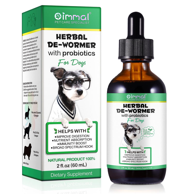 No More Worms - Natural Broad Spectrum Treatment for All Dogs, Herbal Cleanse, Digestive Support for All Breeds, Gut Health, Supplement Drops Enhanced with Probiotics for Puppy & Peros