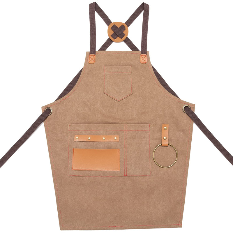 NEOVIVA Heavy Duty Work Apron for Kid Boys with Pockets and Adjustable Cross-back Straps Golden Rod