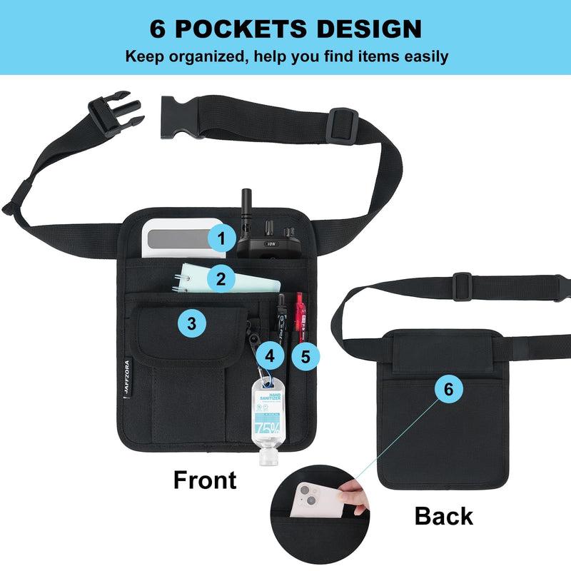 Server Waist Pouch, Restaurant Waitress Accessories Bag with Adjustable Belt, Utility Money Bag Working Serving Apron for Waiter Waitress, Black Small