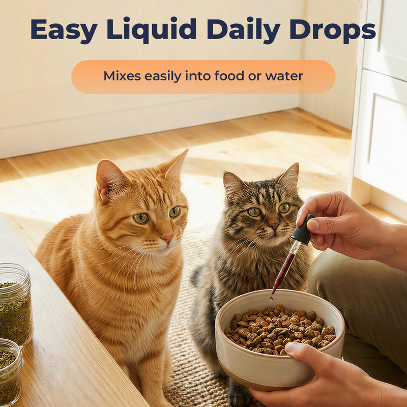 Cat Vomit Remedy & Vomiting Relief for Cats, Hairball & Digestive Support Drops, Probiotic + Fiber Blend Helps Reduce Occasional Vomiting, Supports Gut Balance & Hairball Control, 2 fl oz