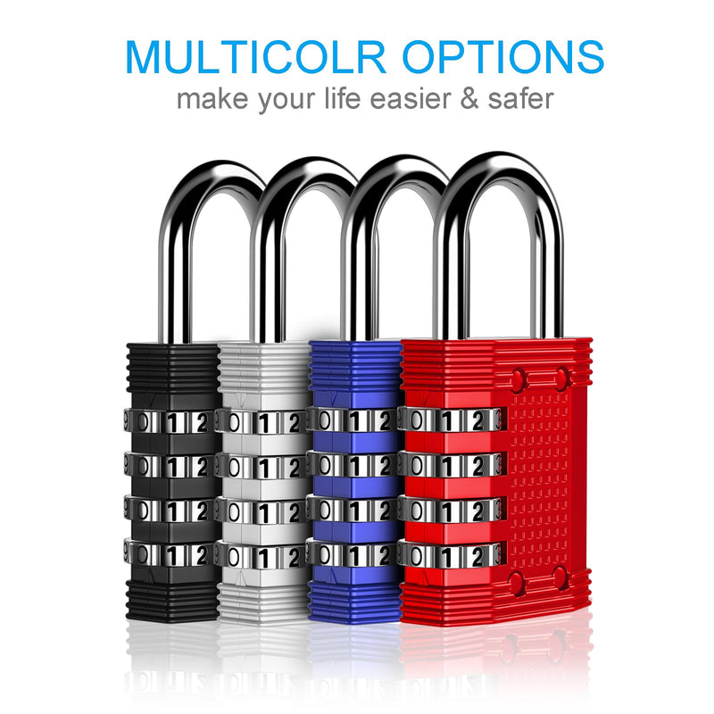 ZHEGE Combination Lock, 4 Digit Outdoor Waterproof Padlock for School Gym Locker, Fence, Gate, Toolbox (Blue) 1P, Blue