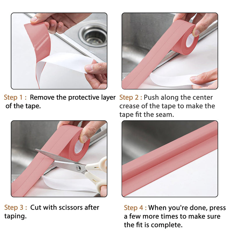 3 Rolls Caulk Tape Waterproof Sealing Self Adhesive 10.5 Feet,Caulking Sealant Strip for Bathroom Toilet Kitchen Countertop Beige Beige 3 Rolls