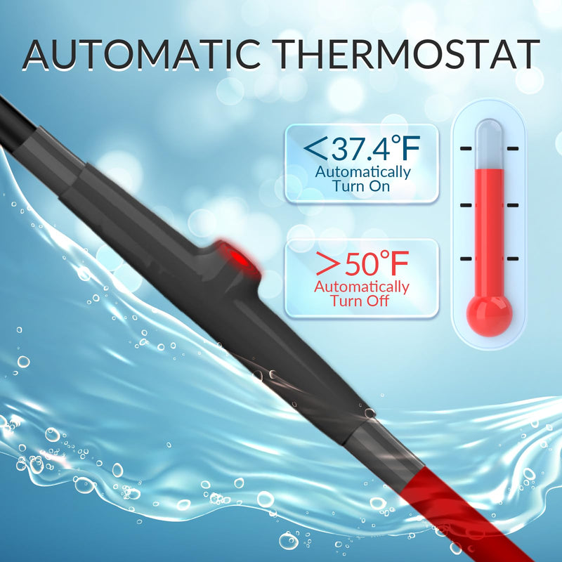 Anti-Freeze Heat Trace for Pipes, Heat Tape for Water Pipe Freeze Protection with Thermostat Electric Pipe Heating Trace System for Home Supply Pipes 120V, 7 Feet Red 7-Feet