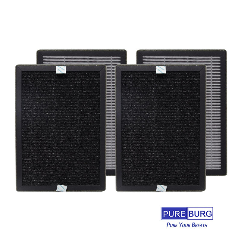 PUREBURG Replacecment Filter Compatible with Kenmore 1200e Series PM2010 KF250 & KALADO KCA01 Air Purifiers,2 Set (4 Filters) H13 True HEPA Activated carbon 2-in-1