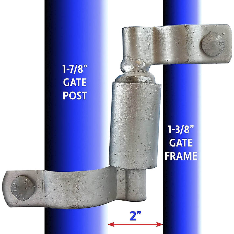 Chain Link Gate Spring Closer for 1-7/8" OD Gate Post and 1-3/8" OD Gate Frame - Self Closing Gate Spring Closer - Gate Closer Includes Bolts 1-3/8" X 1-7/8"