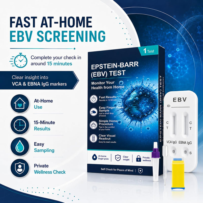 Epstein-Barr (EBV) At-Home Test Kit, Convenient Finger Prick Self-Check Set, No Professional Lab Appointment Needed, Simple Home Health Monitoring Supplies