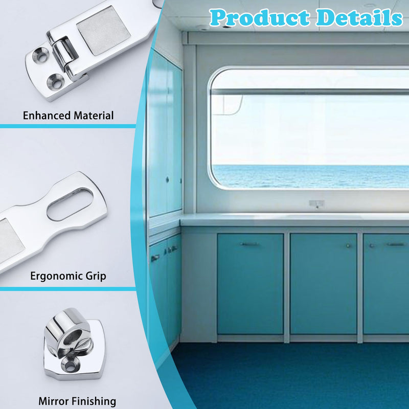 Marine Grade Door Hasp Anti-Rattle Boat Latches with Turning Padlock Eye Mount, 316 Stainless Steel Marine Hatch Latch Boat Heavy-Duty - Yacht & Boat Hardware - 1Pcs/2Pcs Pack of 2