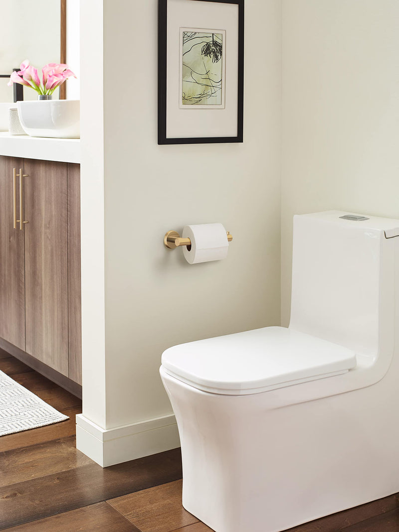 Amerock BH26540CZ | Champagne Bronze Single Post Toilet Paper Holder | 7-1/4 inch (184 mm) Length Toilet Tissue Holder | Arrondi | Bath Tissue Holder | Bathroom Hardware | Bath Accessories