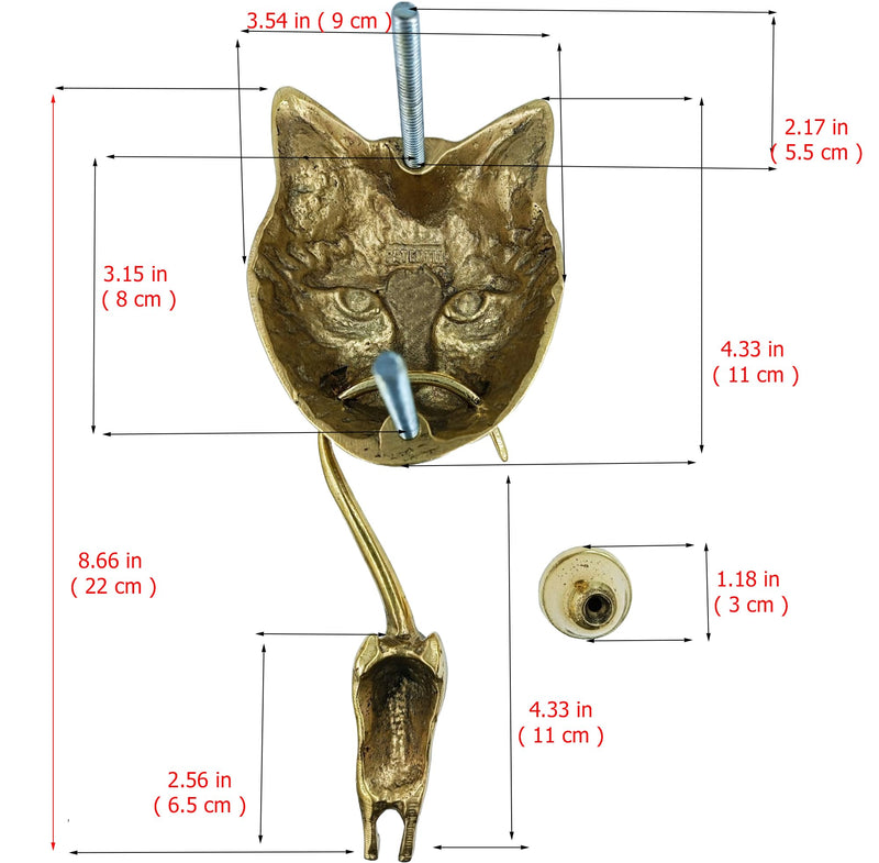 Cat and Mouse Door Knocker, Solid Brass, 8.7 inches, Front Door Ornament (Antique Silver) Antique Silver