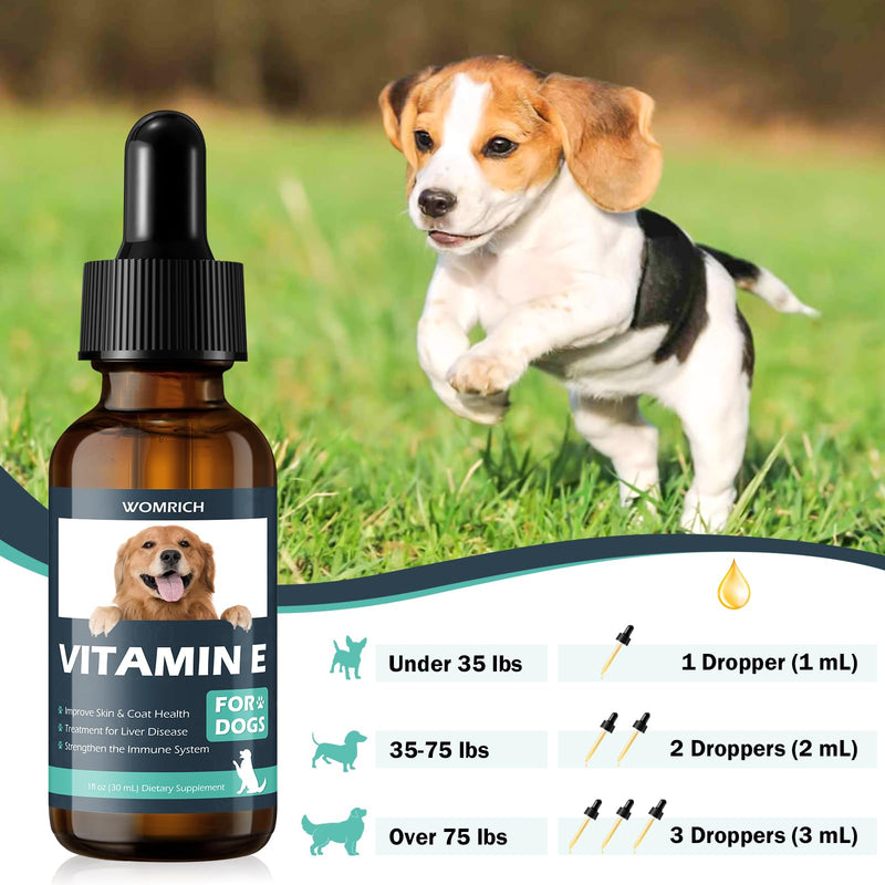 Vitamin E for Dogs 30 ML - Dog Vitamins E - Vitamin E Dropper for Dogs, Improve Skin & Coat Health, Treatment for Liver Disease, Strengthen Immune System - Natural Formula for All Ages, and Breeds - PawsPlanet Australia