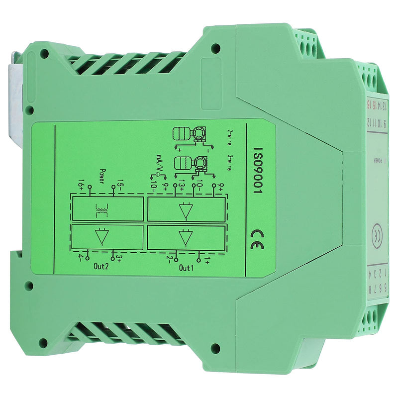 DC Signal Isolator, Analog Signal Isolator, 0-10V To 0-10V High Reliability 1 IN 2 OUT DC24V Powered Current Signals Conditioner for 2 or 3 Wire Transmitters