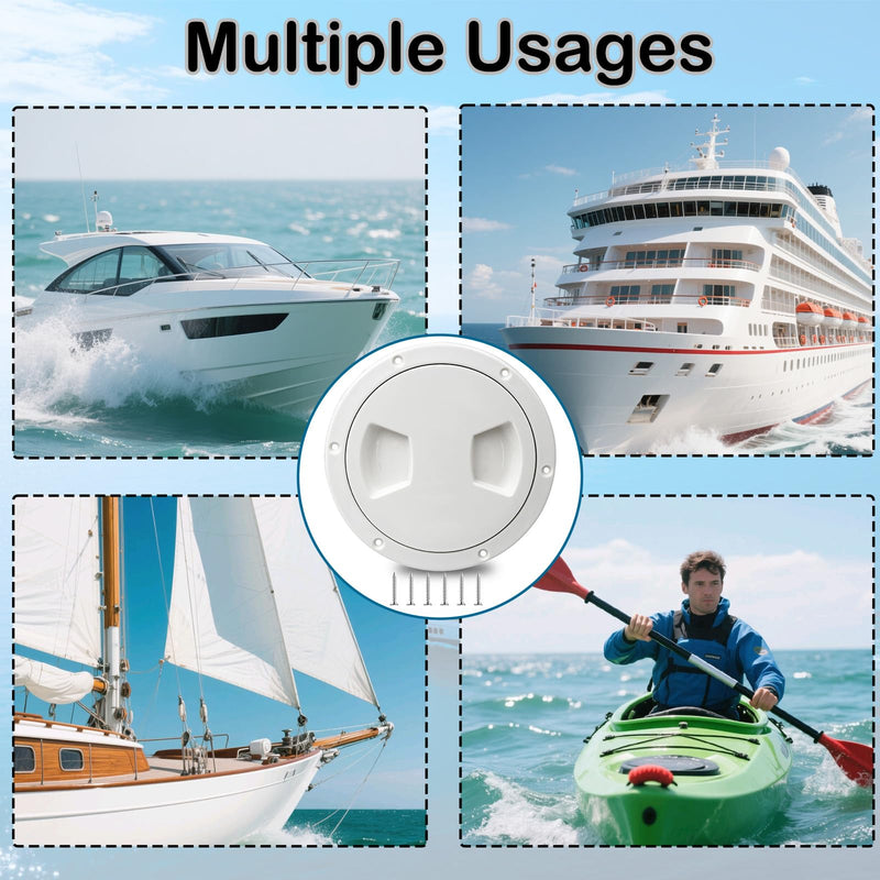 Boat Hatch Cover 5 inch, Non Slip Inspection Hatch White Round Deck Plate for Boats, Detachable Boat Deck Plate for Marine Boat Ships Yacht Truck RV, Attached Screws 5 inch 1pcs