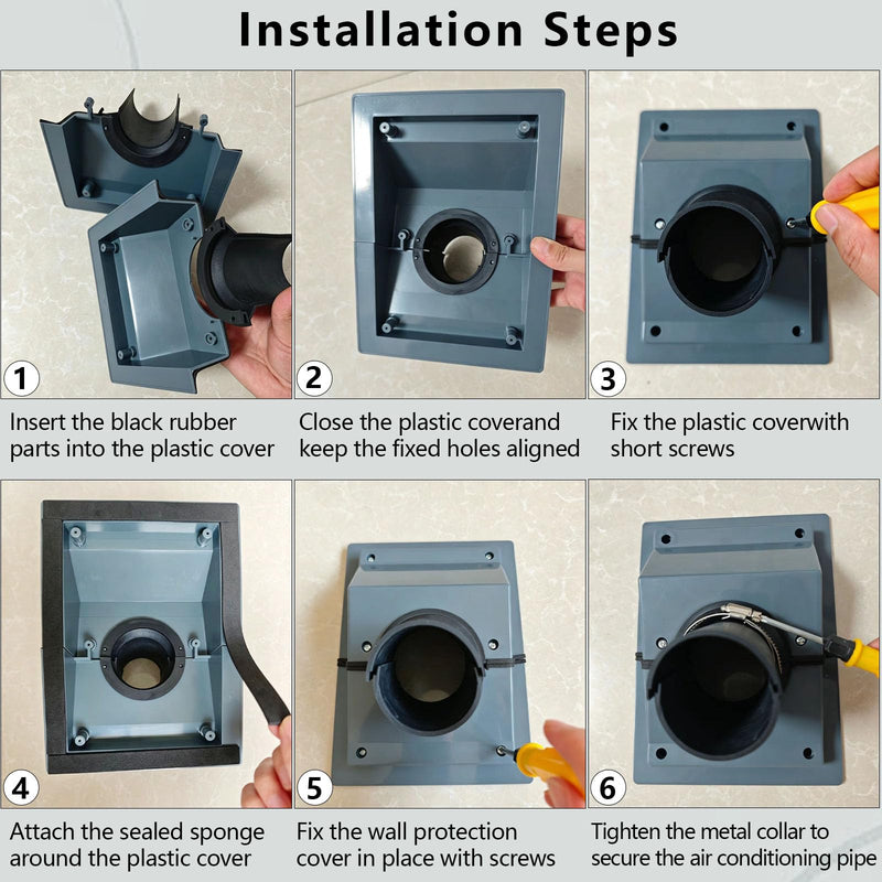HVAC Wall Penetration & Line-Set Cover Kit for AC Line,Grey Gray