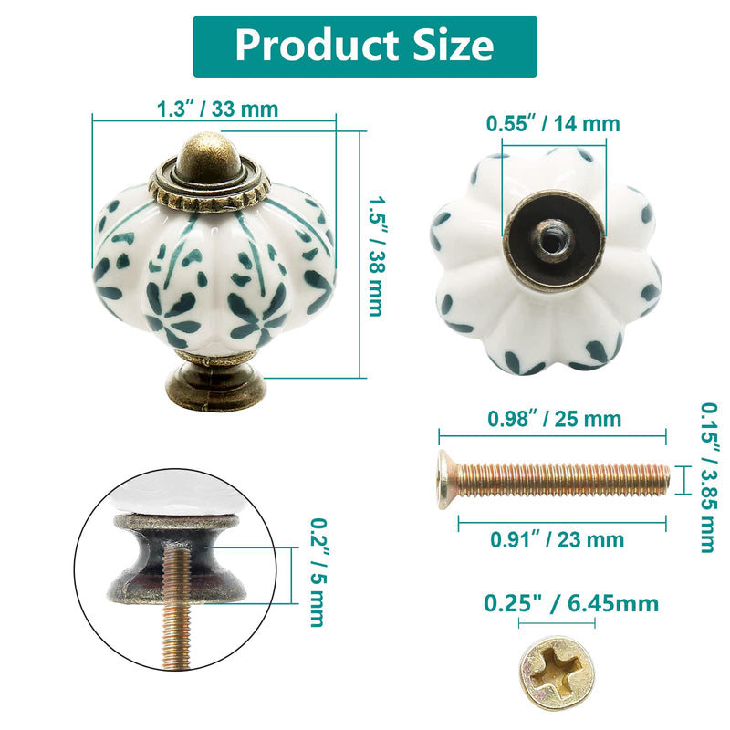 12pcs Ivory Pumpkin Knobs, Vintage Ceramic Cabinet Knobs, Dresser Knobs Drawer Knobs Door Knobs Drawer Pulls Dresser Handles with Mounting Screws - Leaf Pattern 12 Pieces