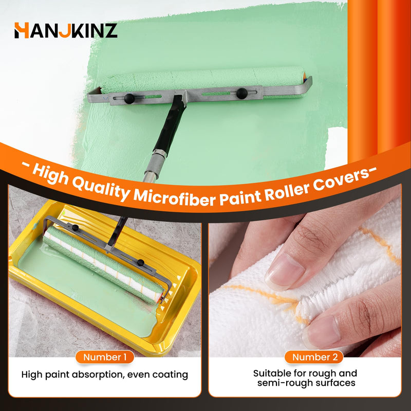 18 Inch Microfiber Paint Roller Covers, 6 Pack, 3/8" Nap 18 Inch,6 Pack