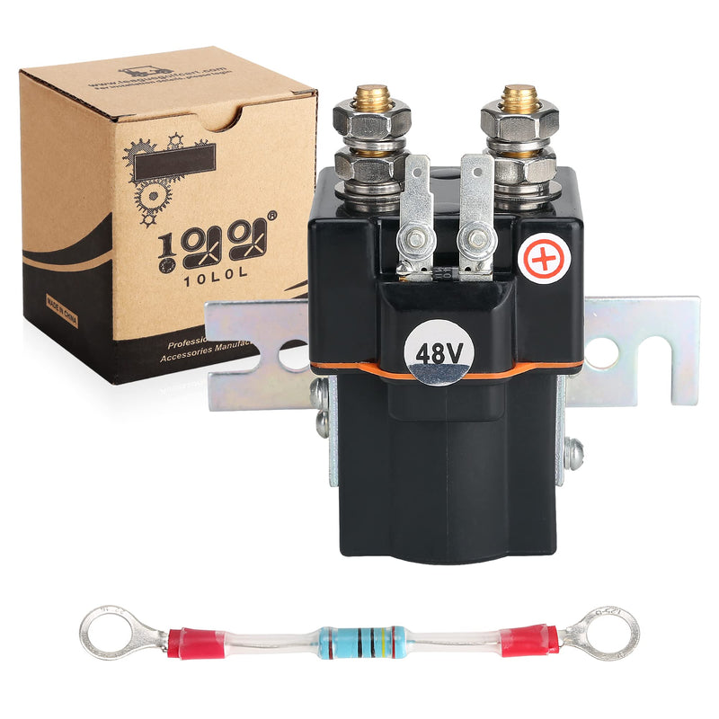 10L0L Golf Cart 48V Solenoid Assembly for Golf Cart Club Car DS (1995 Up) Precedent (2000 Up) 4 Terminals with Solenoid Resistor Replace Part 101908701 1014947