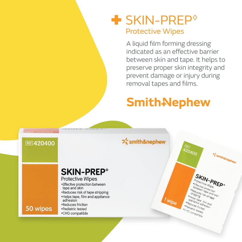 Smith+Nephew SKIN-PREP◊ Wipes, Protective Dressing Wipes, Skin Barrier Film, Contains Alcohol, Box of 50 50 Count (Pack of 1)