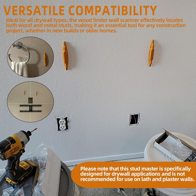 (4-Pack) Calvana Magnetic Stud Finder Wall Scanner, Stud Finder Magnet, Wall Detector Scanner, Compatible with All Drywall Construction, No Batteries Required, Wall-Friendly Construction，Easy to Use 4Pack
