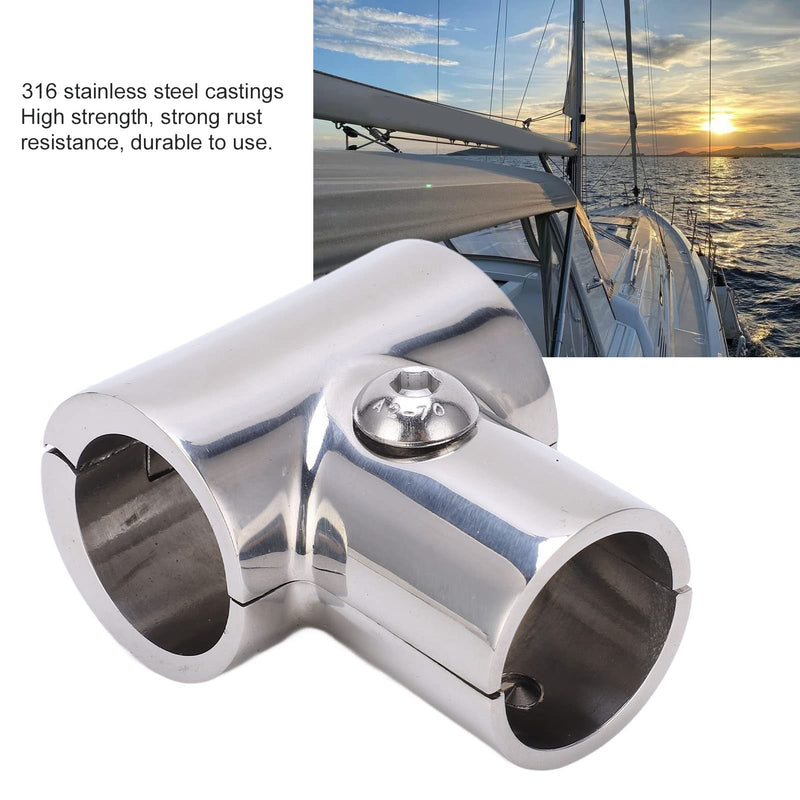KIMISS Marine Grade Handrail Fitting 90 Degree Tee Connector, Stainless Steel Tube Pipe Joiner 1 inch (25.4mm ID) Separable Boat Rail Fitting for Yacht Ship Handrail System