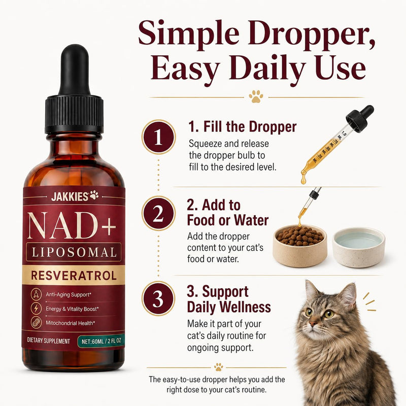 Jakkies NAD+ Liquid Drops for Cats, Boosts Immunity & Vitality
